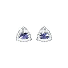 14K Gold Semi Mount Earrings Setting Trillion TR 11X11mm with White Topaz Diamond Accent DHJ