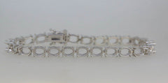 10K Gold Semi Mount Tennis Bracelet Setting OV 6x4mm Cabochon Syzjewelry