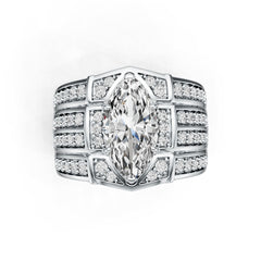 Platinum Semi Mount Ring Setting Marquise MQ 14X7mm with Diamond Accent DHJ