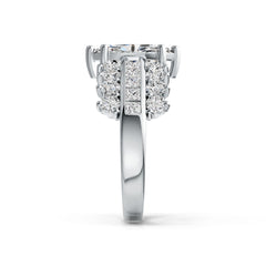 Sterling Silver Semi Mount Ring Setting Marquise MQ 12X6mm with White Topaz DHJ