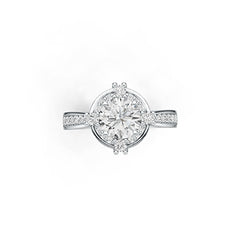 Platinum Semi Mount Ring Setting Round RD 7x7mm Halo Diamond Accent DHJ