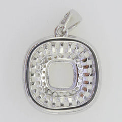 18K Gold Semi Mount Pendant Setting Cushion CU 6X6mm Baguette Halo Diamond Accent Syzjewelry