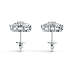 Sterling Silver Semi Mount Earrings Setting Oval OV 4X3mm RD 3x3mm DHJ