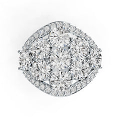 Platinum Semi Mount Ring Setting Round RD 5x5mm with White Topaz Diamond Accent DHJ