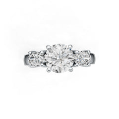14K Gold Semi Mount Ring Setting Round RD 8x8mm OV 6x4mm 3-Stone Ring DHJ
