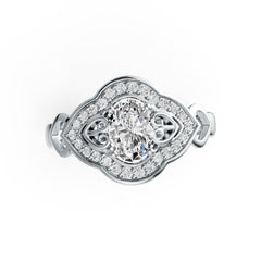 14K Gold Semi Mount Ring Setting Oval OV 7X5mm Diamond Accent DHJ