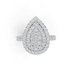 14K Gold Pear-Shaped Ring with White Topaz or Moissanite Diamond Accent DHJ