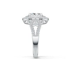 Sterling Silver Semi Mount Ring Setting Oval OV 8X6mm Double Halo DHJ