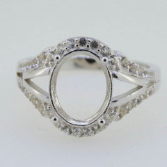 18K Gold Semi Mount Ring Setting Oval OV 10x8mm Split Sha Diamond Accent Syzjewelry