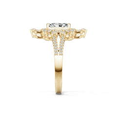10K Gold Semi Mount Ring Setting Emerald Em 8x6mm Moissanite Accent Syz Jewelry