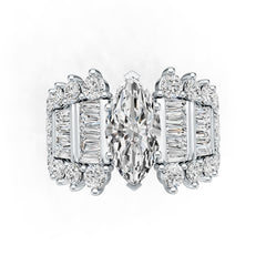 14K Gold Semi Mount Ring Setting Marquise MQ 14X7mm with Diamond Accent DHJ