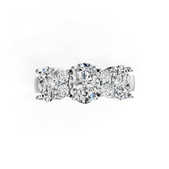 Platinum Semi Mount Ring Setting Oval OV 8X6mm OV 7X5mm with Diamond Accent DHJ