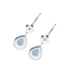 18K Gold Semi Mount Earrings Setting Pear PE 10X8mm RD 4X4mm Cabochon Diamond Accent DHJ