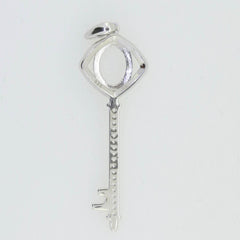 18K Gold Semi Mount Pendant Setting Oval OV 7x5mm Key Theme Diamond Accent Syzjewelry