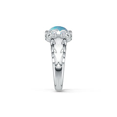 Filigree Sterling Silver Semi Mount Ring Setting Cabochon OV 10x8mm White Topaz Syzjewelry