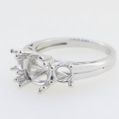 Platinum Semi Mount Ring Setting Round RD 8x8mm 5x5mm 3 Stone Ring Syzjewelry