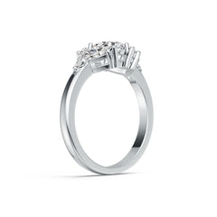 Platinum Semi Mount Ring Setting Oval OV 8X6mm MQ 6X3mm Diamond Accent DHJ