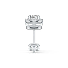 Sterling Silver Semi Mount Earrings Setting Round RD 4x4mm Halo DHJ