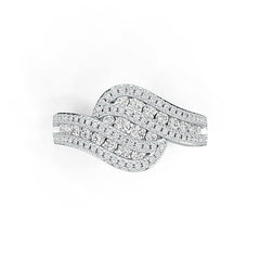 18K Gold Milti-Row Wave Ring with or Moissanite Diamond Accent DHJ