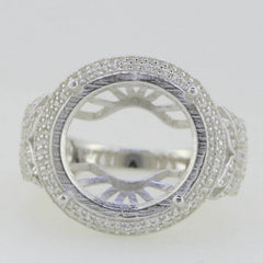 14K Gold Semi Mount Ring Setting Round RD 15X15mm Diamond Accent Syzjewelry