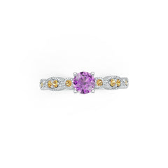 18K Gold Semi Mount Ring Setting Round RD 5x5mm Diamond Accent DHJ