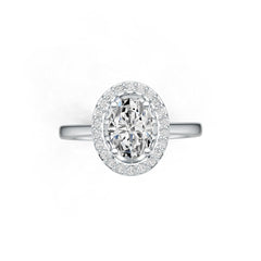10K Gold Semi Mount Ring Setting Oval OV 8X6mm Halo Moissanite Accent DHJ