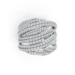 10K Gold Ring Multi-Row Crossover Theme with or Moissanite Moissanite Accent DHJ