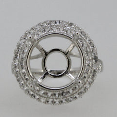 Platinum Semi Mount Ring Setting Round RD 13x13mm Double Halo Diamond Accent Syzjewelry