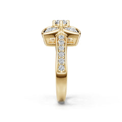 10K Gold Semi Mount Ring Setting Heart He 5x5mm Moissanite Accent Syz Jewelry