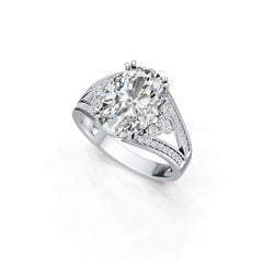 10K Gold Semi Mount Ring Setting Oval OV 14X10mm Split Shank Moissanite Accent DHJ