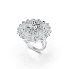 10K Gold Semi Mount Ring Setting Oval OV 10X8mm Starburst Cocktail Moissanite Accent DHJ