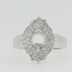 10K Gold Semi Mount Ring Setting Round RD 6x6mm PJC7741R Moissanite Accent Syzjewelry