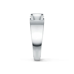 Side view of sterling silver oval 10x8mm semi mount ring showing polished band and raised prong setting