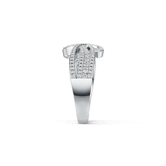 Sterling Silver Ring Bow Crossover Theme with White Topaz or Moissanite - Syzjewelry