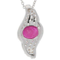 Platinum Semi Mount Pendant Setting Oval OV 8X6mm Diamond Accent Syzjewelry