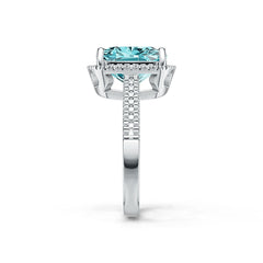 18K Gold Semi Mount Ring Setting Cushion CU 12X12mm Halo Diamond Accent DHJ
