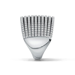 Sterling Silver Multi-Row Band Ring with White Topaz or Moissanite DHJ