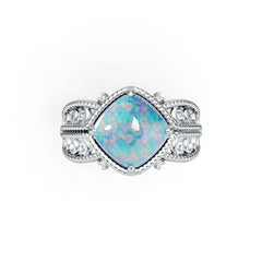 Platinum Semi Mount Ring Setting Cushion CU 10X10mm Cabochon Diamond Accent DHJ