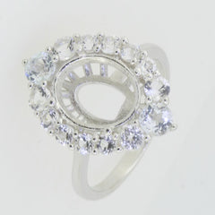 Platinum Semi Mount Ring Setting Oval OV 11x9mm Diamond Accent Syzjewelry