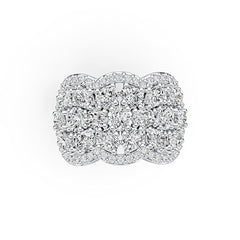 Platinum Scalloped Cocktail Ring with White Topaz or Moissanite Diamond Accent DHJ