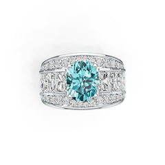 10K Gold Semi Mount Ring Setting Oval OV 10x8mm Emerald OCT 5x3mm Moissanite Accent DHJ