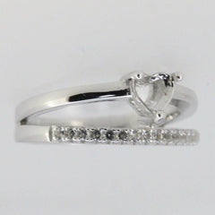 10K Gold Semi Mount Ring Setting Heart HT 5x5mm Love Promise Ring Moissanite Accent Syzjewelry