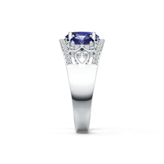 18K Gold Semi Mount Ring Setting Round Ro 5x7mm Diamond Accent Syz Jewelry