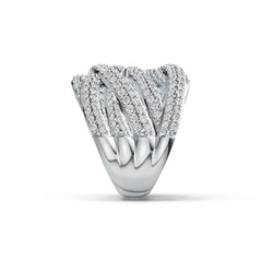 Sterling Silver Ring Multi-Row Crossover with White Topaz or Moissanite DHJ