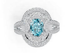 Platinum Semi Mount Ring Setting Oval OV 8X6mm Diamond Accent DHJ
