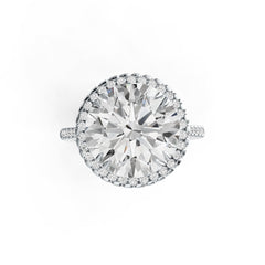 Platinum Semi Mount Ring Setting Round RD 12.5mm Halo Diamond Accent DHJ