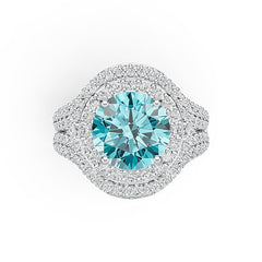 18K Gold Semi Mount Ring Setting Round RD 11x11mm White Topaz Diamond Accent DHJ