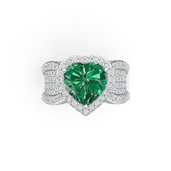 10K Gold Semi Mount Ring Setting Heart HT 10X10mm with White Topaz Moissanite Accent DHJ