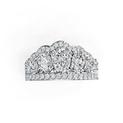 14K Gold Semi Mount Ring Setting Oval OV 7X5mm OV 6X4mm OV 4X3mm Tiara Theme Diamond Accent DHJ