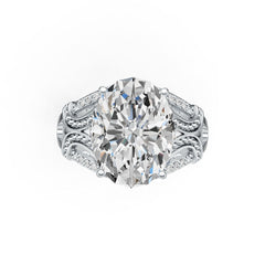 18K Gold Semi Mount Ring Setting Oval OV 16X12mm Diamond Accent DHJ